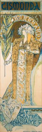 Mucha&#x2019;s 1894 breakout poster for Sarah Bernhardt&#x2019;s star turn in Gismonda. It made him an overnight sensation. On loan from the Richard Fuxa Foundation. Image courtesy of Poster House