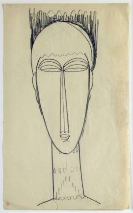 Taking Off the Mask Amedeo Modigliani. "Head," c. 1911. Black crayon on paper, 16 x 10 in. Musée des Beaux-Arts, Rouen. Gift of Blaise Alexandre, 2001