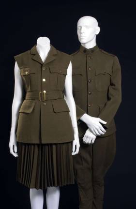 Uniforms Strut Their Stuff at FIT At left, Comme des Garcons (Rei Kawakubo), ensemble, 1998, wool, Japan, museum purchase; At right, U.S. Army World War I Service Uniform, 1914-1918, wool, USA, gift of Mrs. Roswell Gilpatric.