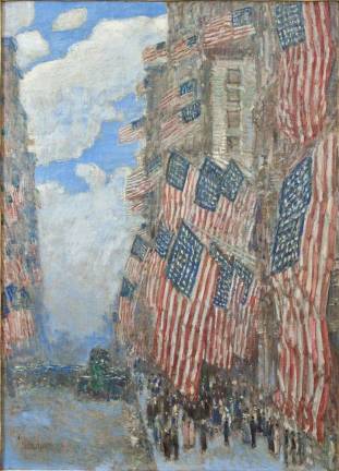 hellfire and homecomings Childe Hassam (1859–1935). "The Fourth of July, 1916 (The Greatest Display of the American Flag Ever Seen in New York, Climax of the Preparedness Parade in May)," 1916. Oil on canvas, 36 x 26 1/8 in. Photography, Glenn Castellano. Courtesy of New-York Historical Society