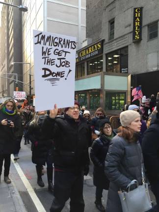 Religious leaders react to travel ban Church Street and Trinity Place on Sunday afternoon. Photo: Val Castronovo