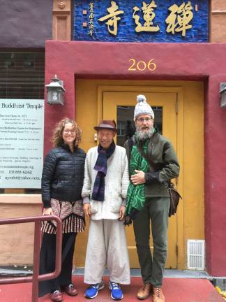 GOOD KARMA ON 64TH STREET The 75-year-old South Korean Zen master Samu Sunim, flanked by two of his followers in a recent photo, stands in front of the Zen Buddhist Temple he founded at 206 East 63rd Street on the East Side. Photo: Zen Buddhist Temple
