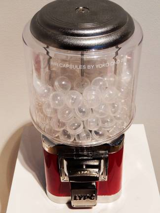 Now Art Belongs to You and Me Yoko Ono's "Air Dispensers" cost just a quarter each for a limited time only at the Jewish Museum. Photo: Adel Gorgy