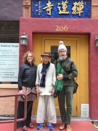 GOOD KARMA ON 64TH STREET The 75-year-old South Korean Zen master Samu Sunim, flanked by two of his followers in a recent photo, stands in front of the Zen Buddhist Temple he founded at 206 East 63rd Street on the East Side. Photo: Zen Buddhist Temple