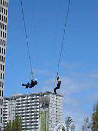 Public Zip-Lining in Foley Square for Two Weekends this August