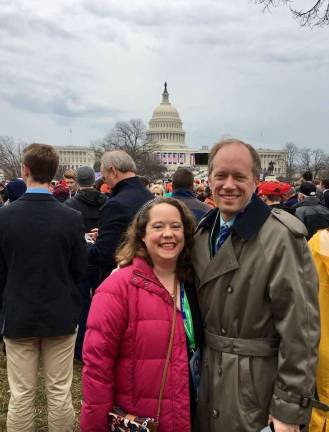 LOCAL TRUMP SUPPORTER GOES TO INAUGURATION Stephen M. Evans III and his sister, Jenny Wennerberg, at President Donald Trump's inauguration Friday.