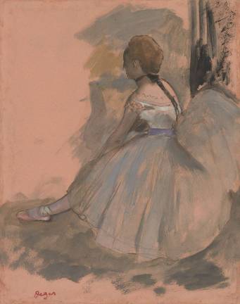 Drawn to Collecting Edgar Degas (1834 - 1917), "Seated Dancer," 1871-72, oil paint over graphite on pink paper, Thaw Collection, The Morgan Library & Museum. Photo: Steven H. Crossot