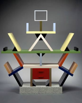 A Design Visionary Ettore Sottsass (Italian, 1917–2007). "Carlton Room Divider," 1981. Wood, plastic laminate. 76 3/4 x 74 3/4 x 15 3/4 in. (194.9 x 189.9 x 40 cm). The Metropolitan Museum of Art, John C. Waddell Collection, Gift of John C. Waddell, 1997 © Studio Ettore Sottsass Srl