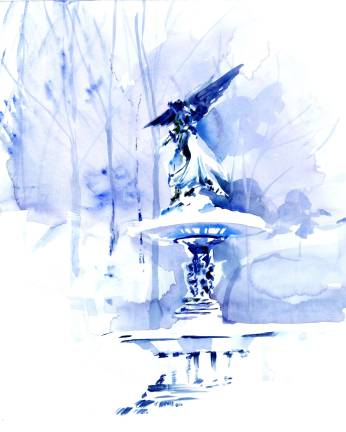 Holiday Greetings With a Purpose Anne Watkins' watercolor of Bethesda Fountain.