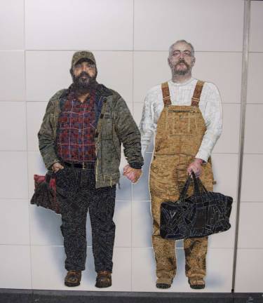 The city’s Mosaic, underground A life-size mosaic portrait of Thor Stockman, left, and his husband, Patrick Kellogg, form part of artist Vik Muniz’s series “Perfect Strangers” at the new 72nd Street subway station. Photo: MTA