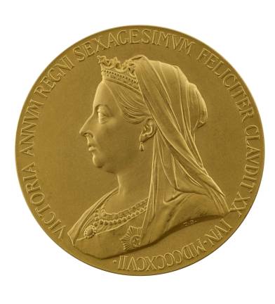 Gems in Relief George William de Saulles (1861–1903). "Victoria, Queen of the United Kingdom, (b. 1819; r. 1837– 1901)," dated 1897. Gold, struck; 55.6 mm. Stephen K. and Janie Woo Scher Collection. Photo: Michael Bodycomb