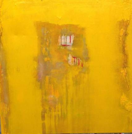 the color and the shape Susi Raphael's "Ghost City," a mixed media acrylic painting on canvas. Photo: Paola Aurisicchio