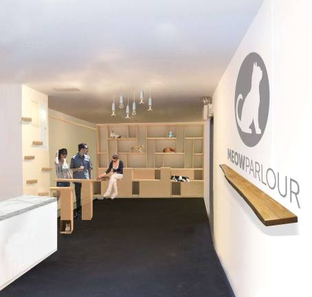 Cat Cafe Coming to Lower East Side Small Business A rendering of what the Meow Parlour will look like when it opens.