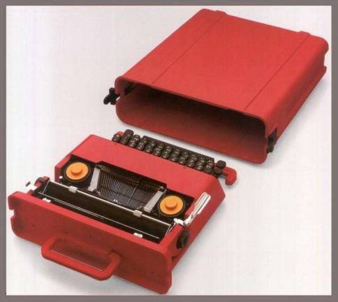 A Design Visionary Ettore Sottsass (Italian, 1917-2007). "Valentine Portable Typewriter," 1968. ABS plastic and other materials. 4 5/8 × 13 1/2 × 13 7/8 in. (11.7 × 34.3 × 35.2 cm) Associazione Archivio Storico Olivetti. Courtesy of Associazione Archivio Storico Olivetti © Studio Ettore Sottsass Srl