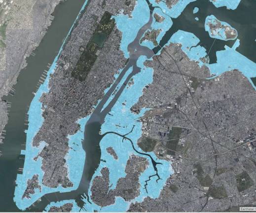 the big question Post-Sandy flooding near South Street Seaport. Photo: NYC Department of Small Business