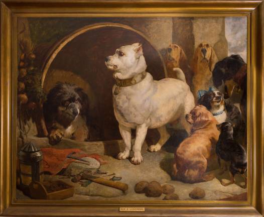 THE DOGS OF PARK AVENUE "Alexander and Diogenes" is an undated and whimsical work that was described as in the style of Sir Edwin Henry Landseer, the famed canine painter also known for his many imitators. Image: American Kennel Club Museum of the Dog