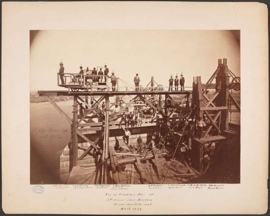 hard core Top of Brooklyn Pier at Fifth Course Above Roadway, 1872. Photo: Silas A. Holmes, albumen silver print. Museum of the City of New York. Gift of Mr. Shirley C. Burden.