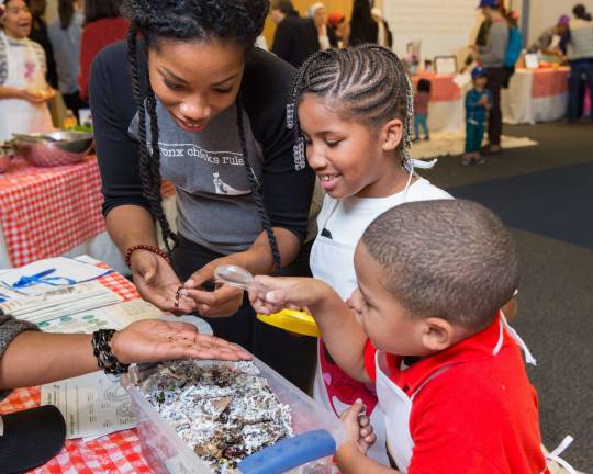 a recipe for healthy eating Just Food's community partner, The NYC Compost Project hosted by Earth Matter, teaching the magic of live action worm composting. Photo: Benjamin Lozovsky/BFA.com
