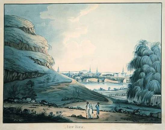 Artifacts from Foley Square Watercolor of Collect Pond by Archibald Robinson, 1798, via Wikimedia Commons