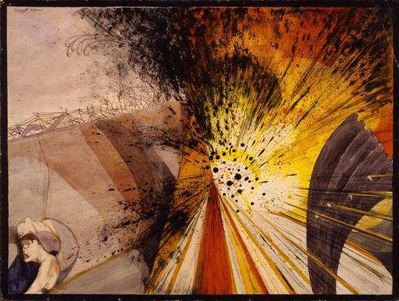 hellfire and homecomings Claggett Wilson (1887–1952). "Flower of Death—The Bursting of a Heavy Shell — Not as It Looks, but as It Feels and Sounds and Smells," c. 1919. Watercolor and pencil on paperboard, 16 ½ × 22 in. Smithsonian American Art Museum, Gift of Alice H. Rossin, 1981. Photo: Smithsonian American Art Museum, Washington, DC/Art Resource, N.Y.