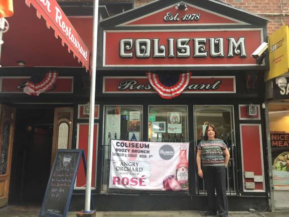 Hell’s kitchen haunt to shutter Kathleen Reilly, the owner of The Coliseum, in front of the pub, which is set to close next week. Photo: Michael DeSantis