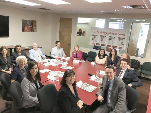 8 vie to step into Garodnick's shoes At Our Town's District 4 meeting (clockwise from top center): candidates Vanessa Aronson, Maria Castro, Rebecca Harary, Rachel Honig, Jeffrey Mailman, Keith Powers, Bessie Schachter, Marti Speranza; Straus News Publisher Jeanne Straus and edit team Alexis Gelber, Richard Khavkine, Douglas Feiden, Michael Garofalo. Photo: Molly Colgan