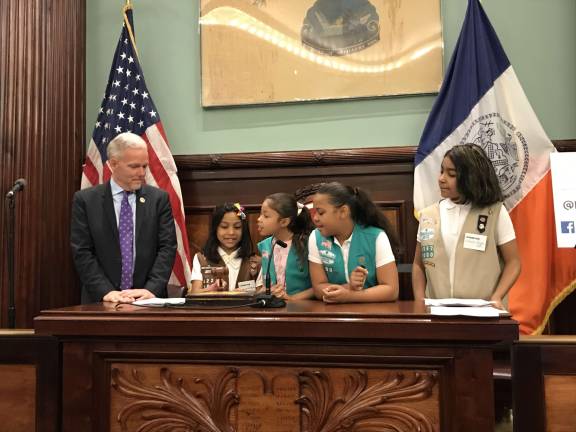 Girl Scout Troop 6000 Receives $1 Million Grant Majority Leader Jimmy Van Bramer gives members of Troop 6000 a tour of City Hall on April 25. Photo: Office of City Council Majority Leader Jimmy Van Bramer