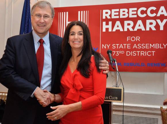 Quart draws challenger for november News Harary, right, with state Republican Party Chairman Ed Cox
