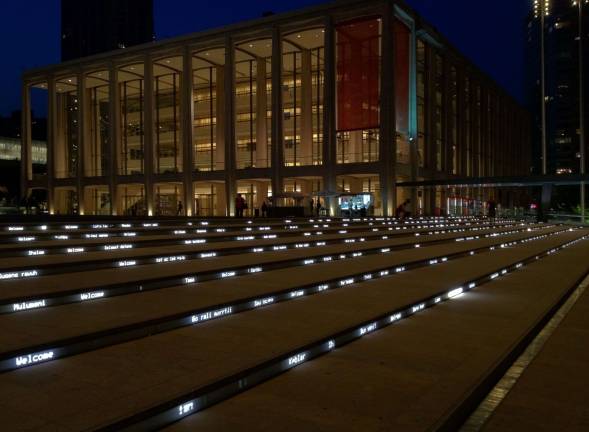 Dim the lights! The Grand Stair at Lincoln Center off Columbus Avenue. Each stair has imbedded LED lights. Photo: Wilson Rivera, via flickr