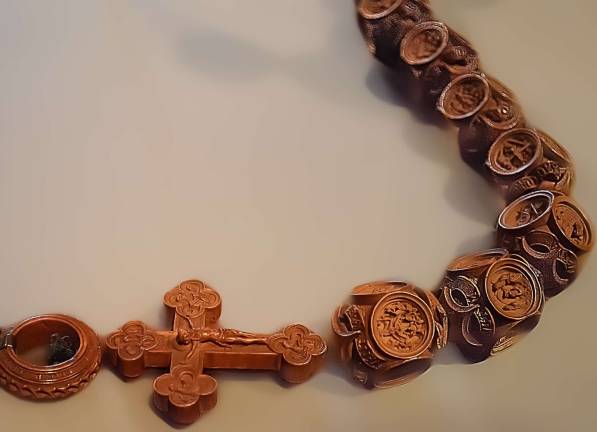 infinity, in the palm of your hand A decade of rosary beads that was a prized possession of Henry VIII and Katherine of Aragon. Photo: Adel Gorgy
