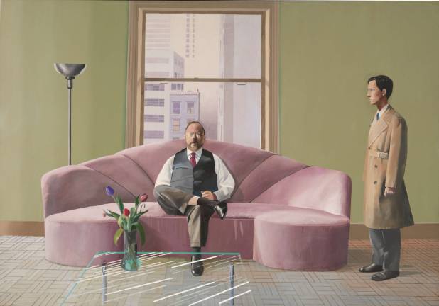 Take a Bow, David Hockney David Hockney, "Henry Geldzahler and Christopher Scott." 1969, acrylic. 84 X 120". &Copy; DAVID HOCKNEY