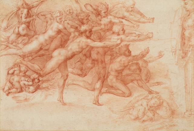 contemplating the divine Michelangelo Buonarroti (Italian, Caprese 1475–1564 Rome). "Archers Shooting at a Herm." 1530–33. Drawing, red chalk; 8 5/8 x 12 11/16 in. ROYAL COLLECTION TRUST/© HER MAJESTY QUEEN ELIZABETH II 2017. www.royalcollection.org.uk"www.royalcollection.org.uk