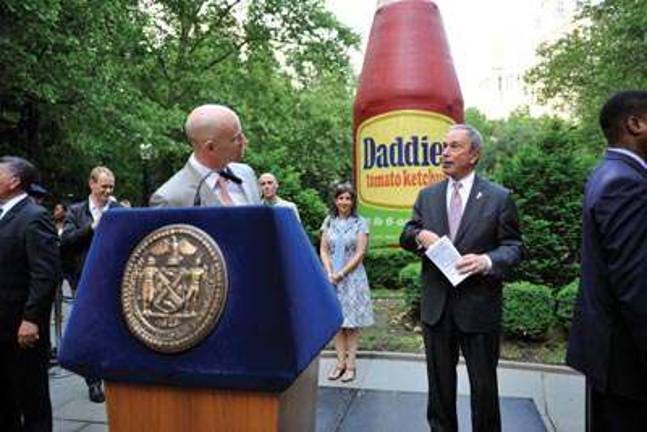 Giant Ketchup Bottle Pops Up in City Hall Park Giant Ketchup Bottle Pops Up in City Hall Park