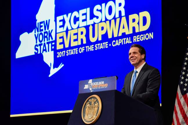 Cuomo unveils state budget Gov. Andrew Cuomo delivers his 2017 State of the State Address to the people of the Capital District and North Country at the University at Albany. Photo: The Governor's Office.