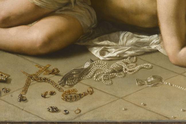 A Baroque Trio Guido Cagnacci (1601–1663) . "The Repentant Magdalene" (detail), ca. 1660-63. Oil on canvas. 90 1/4 x 104 3/4 inches. Norton Simon Art Foundation, Pasadena, California