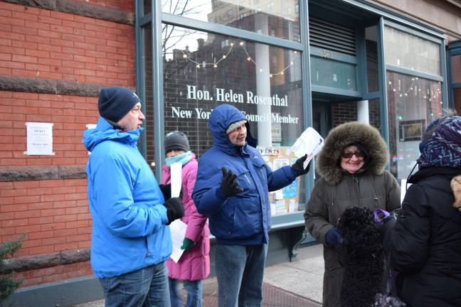 Neighbors Picket, Oppose Museum Project Cary Goodman, center, and other Upper West Side residents picket outside Councilmember Helen Rosenthal’s office on Monday, Jan. 18. Goodman opposes the American Museum of Natural History’s expansion into Theodore Roosevelt Park.