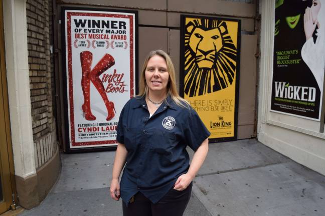 a porter takes center stage A big fan of musical theater, Caroline Rodriguez’s custodial-maintenance job is in Broadway theaters. Photo: Genia Gould