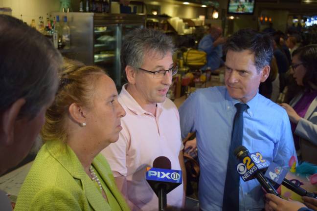 On 23rd street, community responds Meeting at the Malibu Diner, from left: Manhattan Borough President, diner owner Alex Grimpas and State Sen. Brad Hoylman. Photo: Genia Gould