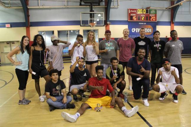 Homeless students spike by 22 percent Heidi Burkhart, an affordable housing broker and philanthropist, top row center, at a Chelsea Piers fitness event she organized for homeless youth from Covenant House. Photo: Ritchie Colon for Dane Real Estate