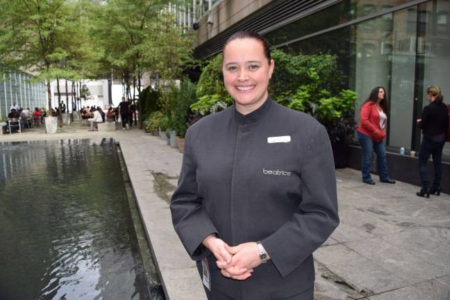 ‘it’s not just a regular job’ Doorwoman Orla Ditaranto at The Beatrice luxury rental building in Chelsea. Photo: Genia Gould