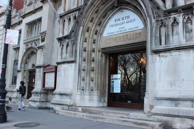 Swastikas carved into door of Upper West Side church The Fourth Universalist Society, which recently announced its status as a sanctuary for undocumented immigrants. Photo: Razi Syed