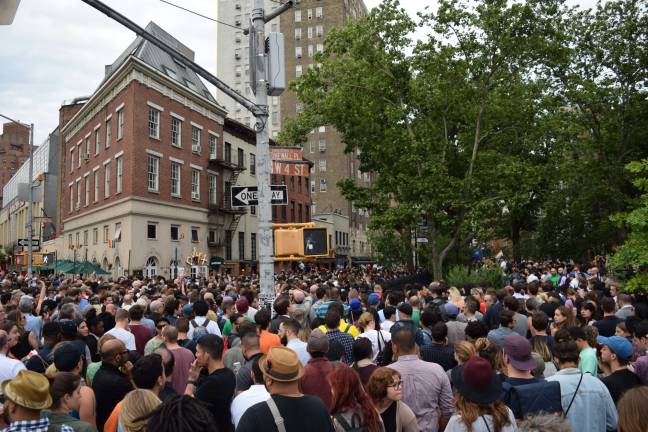 New York After the Orlando Shooting Seventh Avenue at Stonewall Place on June 13 during a commemoration of the lives lost in the mass shooting in Orlando. Photo: Isodro Camacho