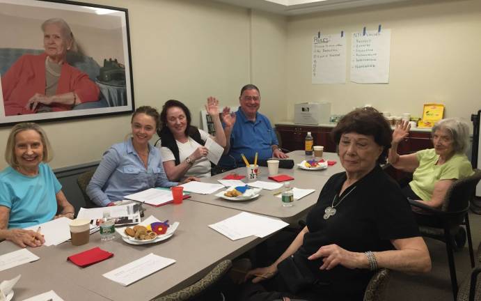 Tea and poetry Hirsch (second from left) with her class. Photo: Allison Maritza Lasky