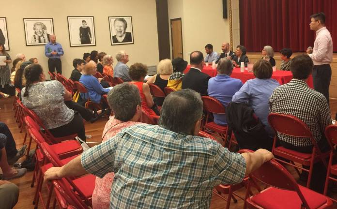 Legionnaire's sickens 7, kills 1 The city's health commissioner, Dr. Mary Bassett, seated at table and speaking, addressed a community meeting about an outbreak of Legionnaires' disease in Lenox Hill. Photo: Bryse Ciallella
