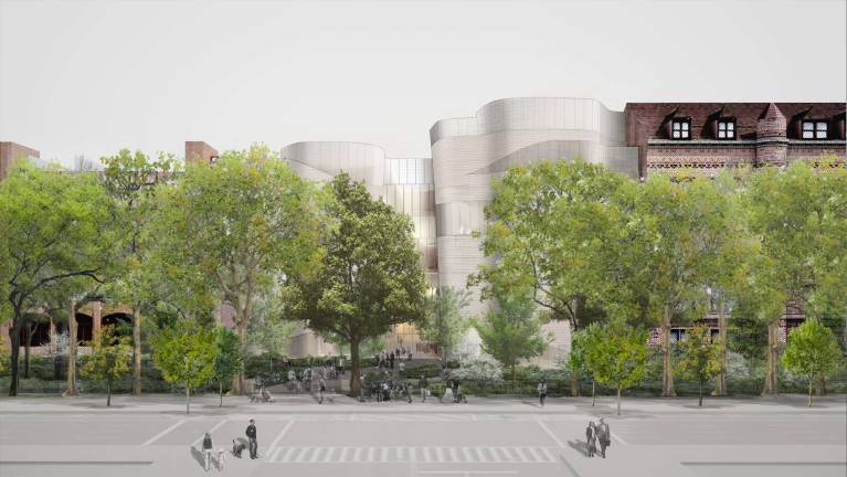 New Opponents in Museum Fight A look at the exterior façade of the proposed Richard Gilder Center for Science, Education, and Innovation, including a portion of Theodore Roosevelt Park, from the conceptual design. Courtesy Studio Gang Architects