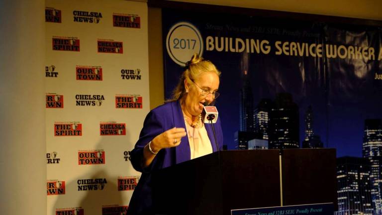 celebrating the building service worker award winners Manhattan Borough President Gale Brewer. Photo: Preston Ehrler/prestonehrler.com