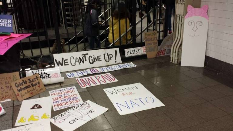 Onward: 400,000 take to the streets The subway station at 57th Street and Seventh Avenue Saturday evening. Photo: Charmaine P. Rice