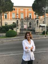 Michele Willens outside of the American Academy in Rome, where she will be a &#x201c;visiting artist-scholar.&#x201d; Photo courtesy of Michele Willens.