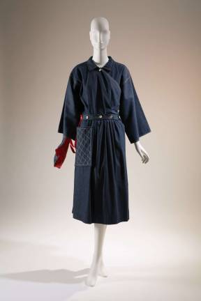 Claire McCardell, &#8220;Popover&#8221; dress, denim,&#160;1942, USA, gift of Bessie Susteric for the McCardell Show. Photograph courtesy of The Museum at FIT.