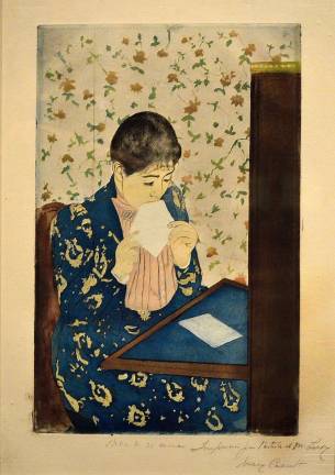 Mary Cassatt's &quot;The Letter,&quot; from 1890-91. Drypoint and aquatint is both delicate and powerful. Photo: Adel Gorgy